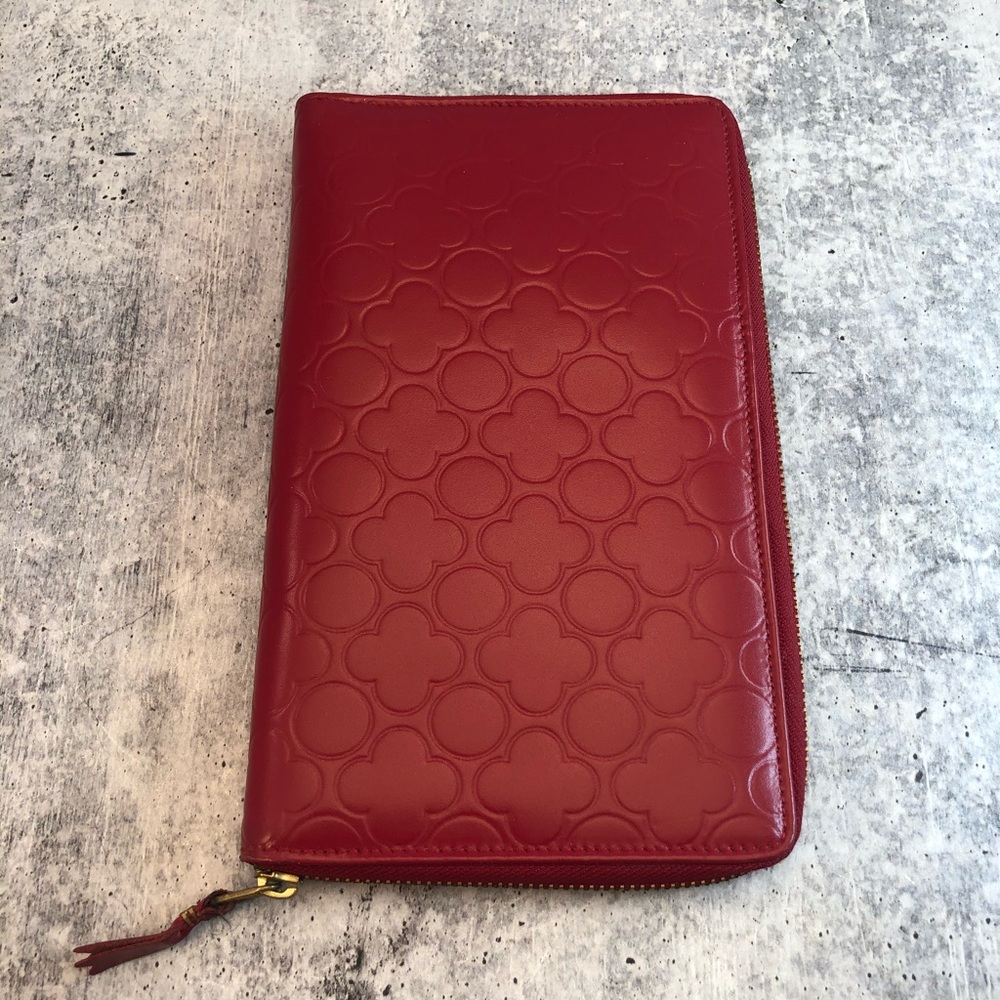 Comme de Garçons 9x5x1 Size Red Leather Wallet